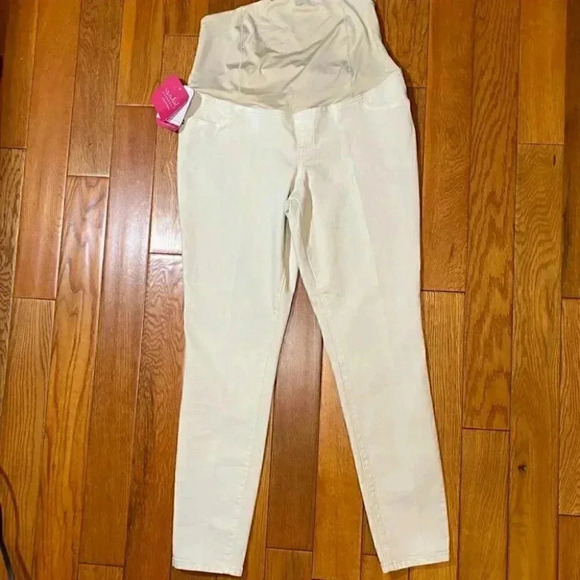 Isabel Maternity Crossover Panel Khaki/Tan/Beige Skinny Jeans - Picture 2 of 5